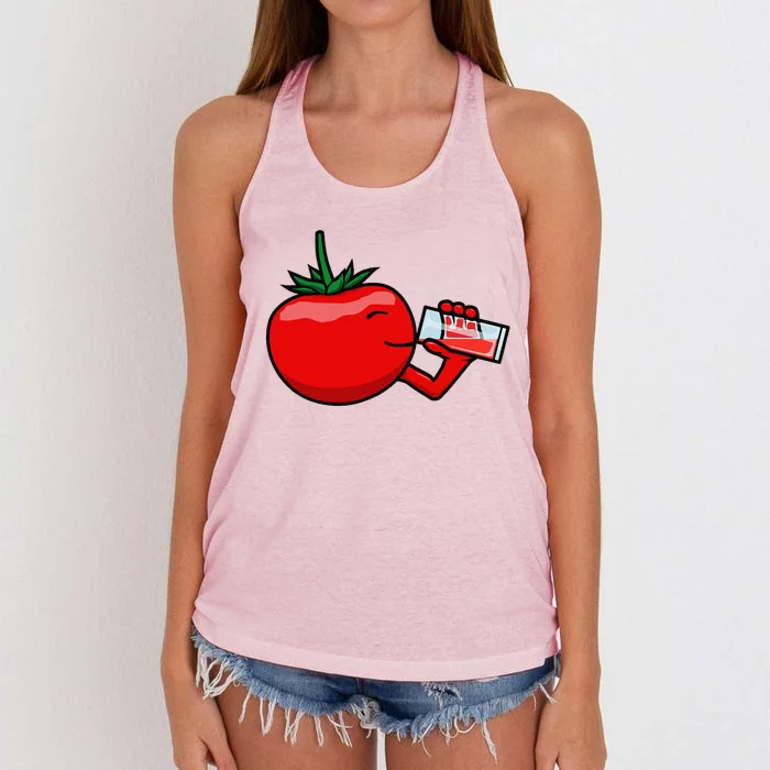 Funny Tomato Tomato Juice Vegetables Women's Knotted Racerback Tank