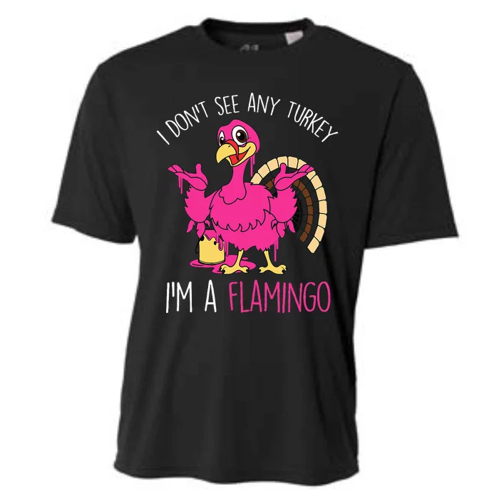 Funny Thanksgiving Turkey Pink Flamingo Pun Cooling Performance Crew T-Shirt