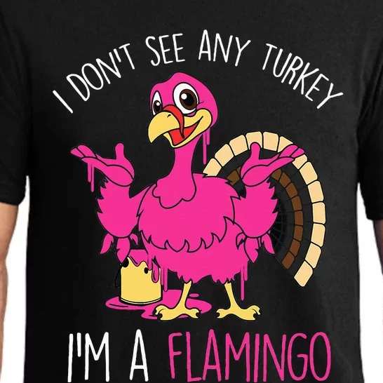 Funny Thanksgiving Turkey Pink Flamingo Pun Pajama Set