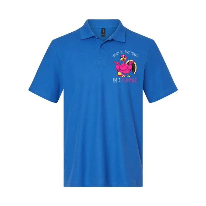 Funny Thanksgiving Turkey Pink Flamingo Pun Softstyle Adult Sport Polo