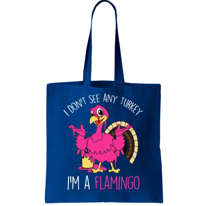 Funny Thanksgiving Turkey Pink Flamingo Pun Tote Bag