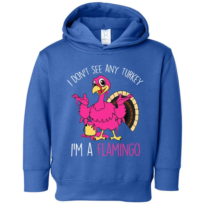 Funny Thanksgiving Turkey Pink Flamingo Pun Toddler Hoodie