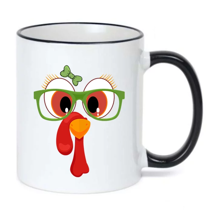 Funny Thanksgiving Turkey Face Sunglasses Brown Eyes Gift Black Color Changing Mug