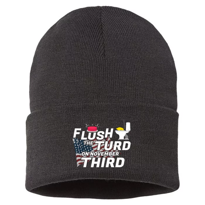 Flush The Turd On November Third Anti Trump Election Vote Sustainable Knit Beanie