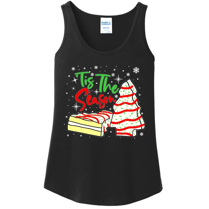 Funny Tis The Season Design Xmas Christmas Tree Cakes Debbie Ladies Essential Tank