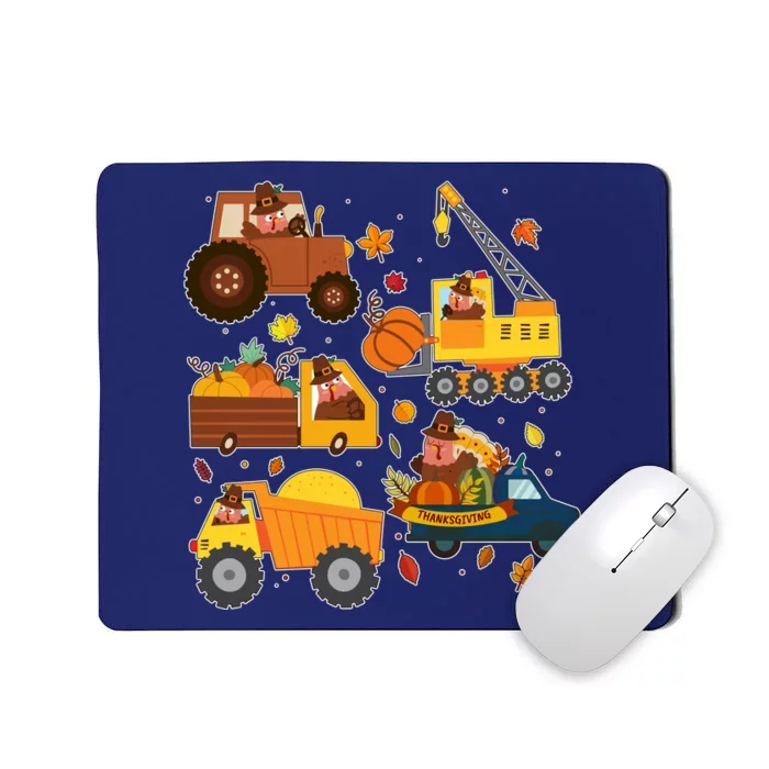 Funny Thanksgiving Turkeys Construction Vehicles Mousepad