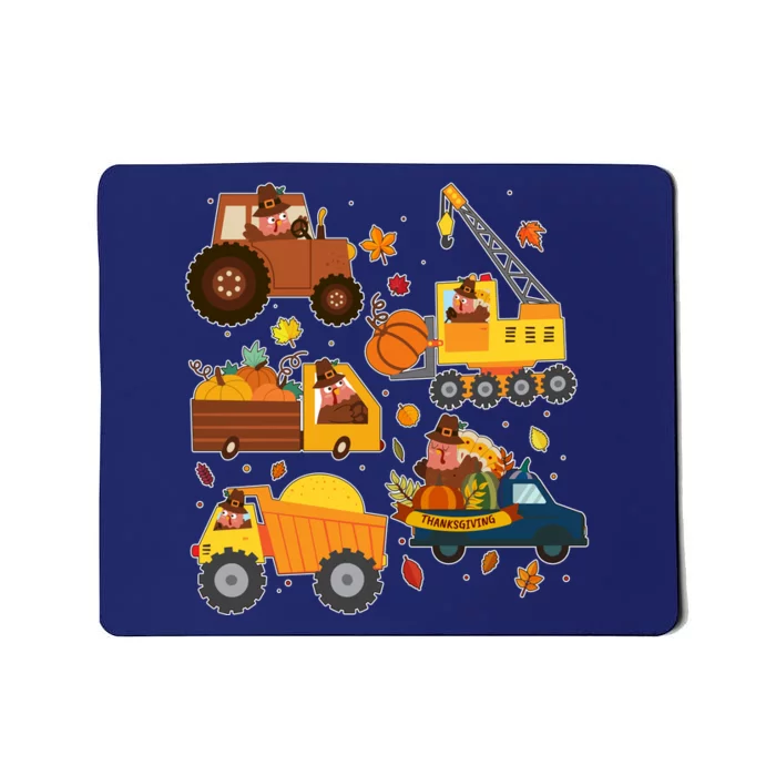 Funny Thanksgiving Turkeys Construction Vehicles Mousepad