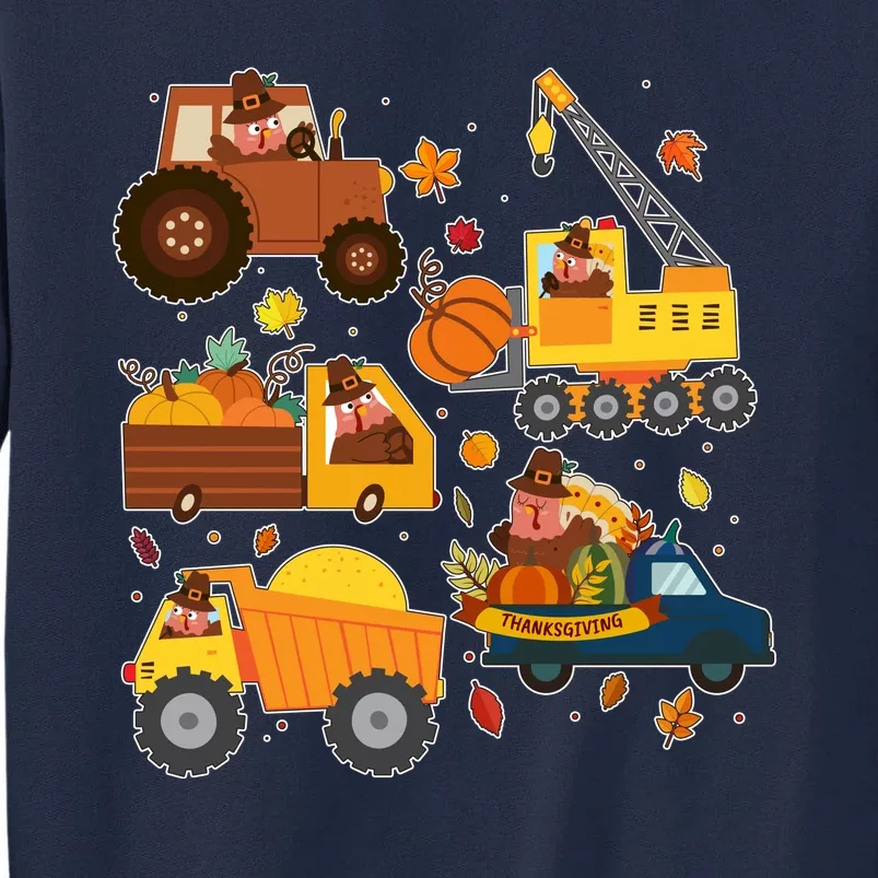 Funny Thanksgiving Turkeys Construction Vehicles Tall Sweatshirt