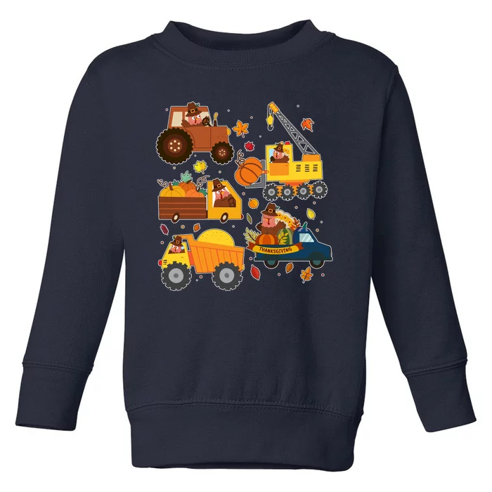 Funny Thanksgiving Turkeys Construction Vehicles Toddler Sweatshirt