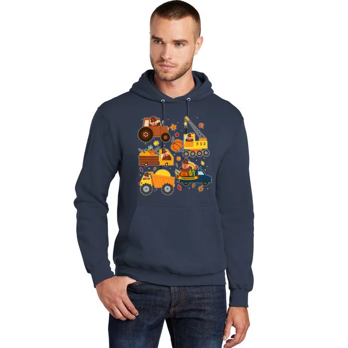 Funny Thanksgiving Turkeys Construction Vehicles Tall Hoodie