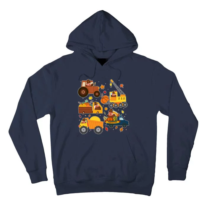 Funny Thanksgiving Turkeys Construction Vehicles Tall Hoodie