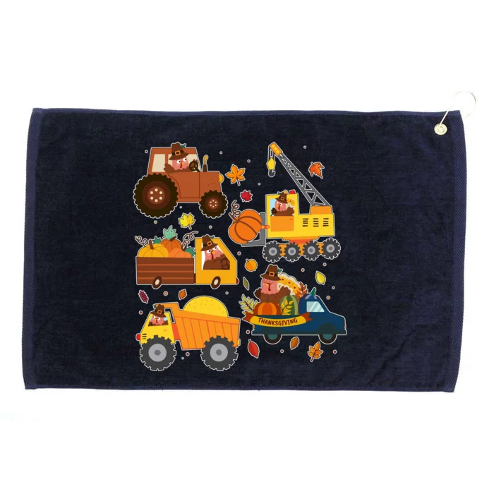 Funny Thanksgiving Turkeys Construction Vehicles Grommeted Golf Towel