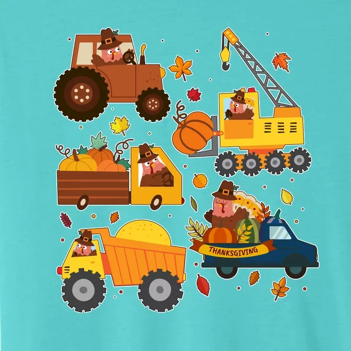 Funny Thanksgiving Turkeys Construction Vehicles ChromaSoft Performance T-Shirt