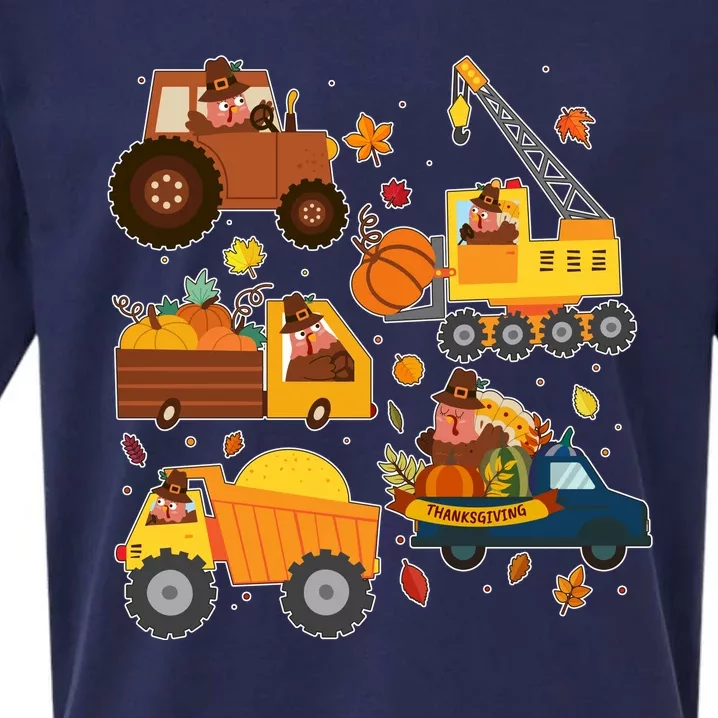 Funny Thanksgiving Turkeys Construction Vehicles Sueded Cloud Jersey T-Shirt