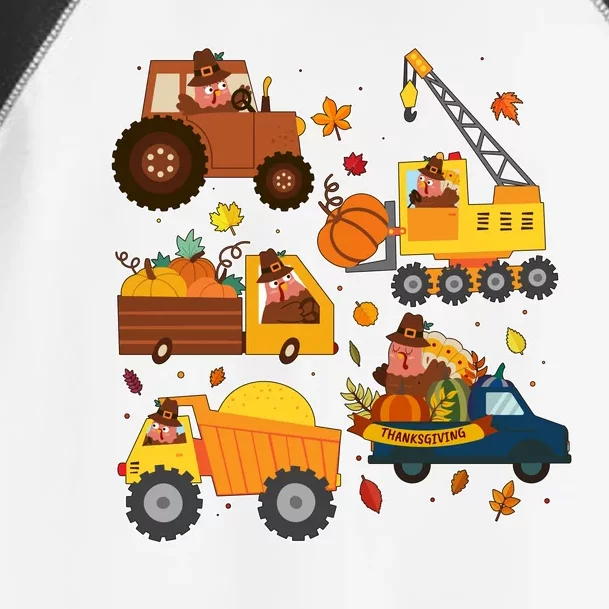 Funny Thanksgiving Turkeys Construction Vehicles Toddler Fine Jersey T-Shirt