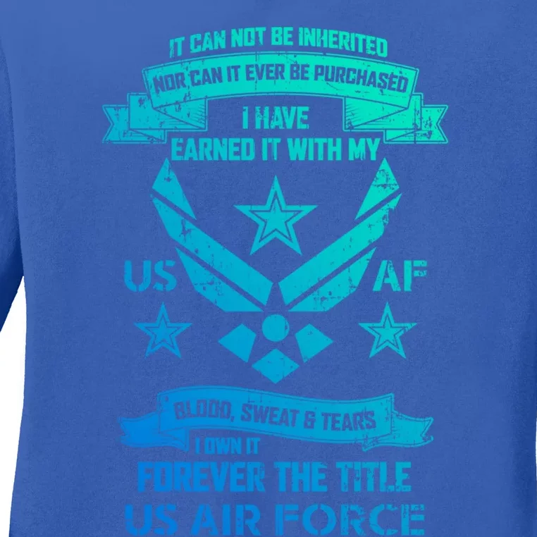 Forever The Title Us Air Force Military Veteran Pride Gift Ladies Long Sleeve Shirt