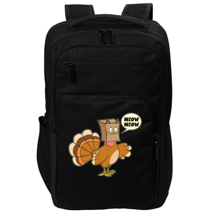 Funny Thanksgiving Turkey In Cat Face Paper Bag Impact Tech Backpack