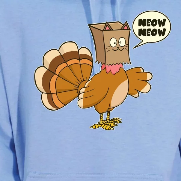 Funny Thanksgiving Turkey In Cat Face Paper Bag Unisex Surf Hoodie