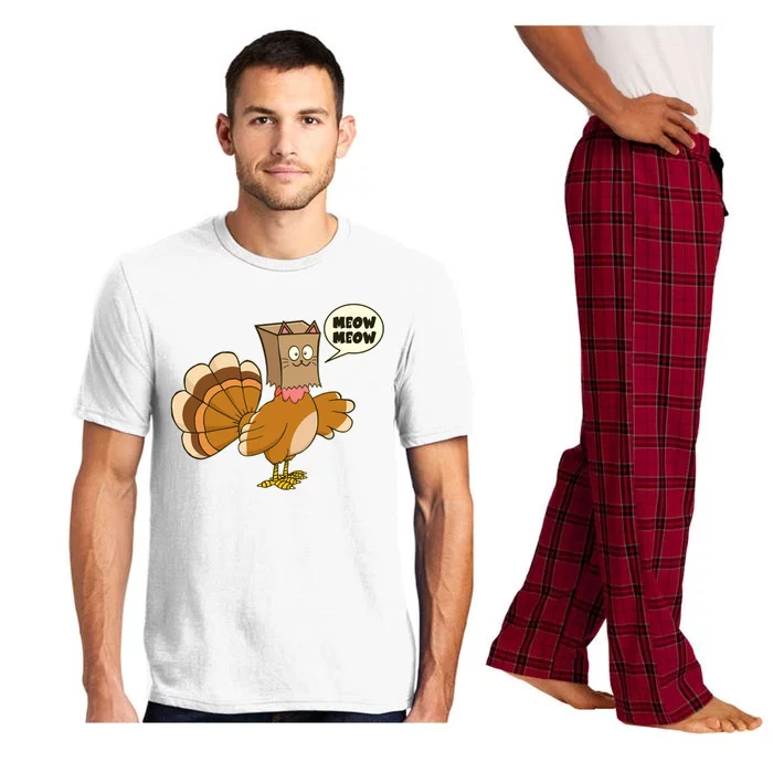 Funny Thanksgiving Turkey In Cat Face Paper Bag Pajama Set