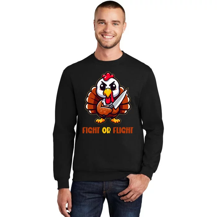 Funny Thanksgiving Turkey Fight or Flight Cool Turkey Day Sweatshirt