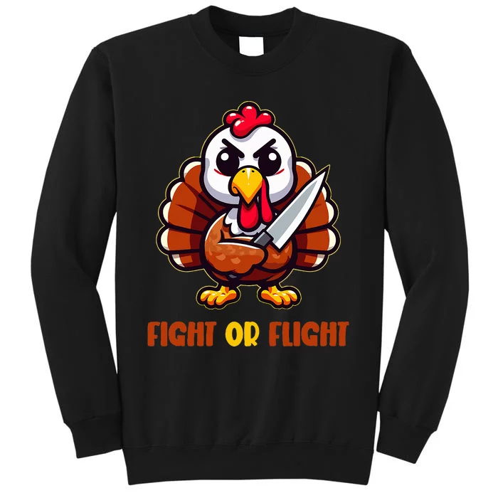 Funny Thanksgiving Turkey Fight or Flight Cool Turkey Day Sweatshirt