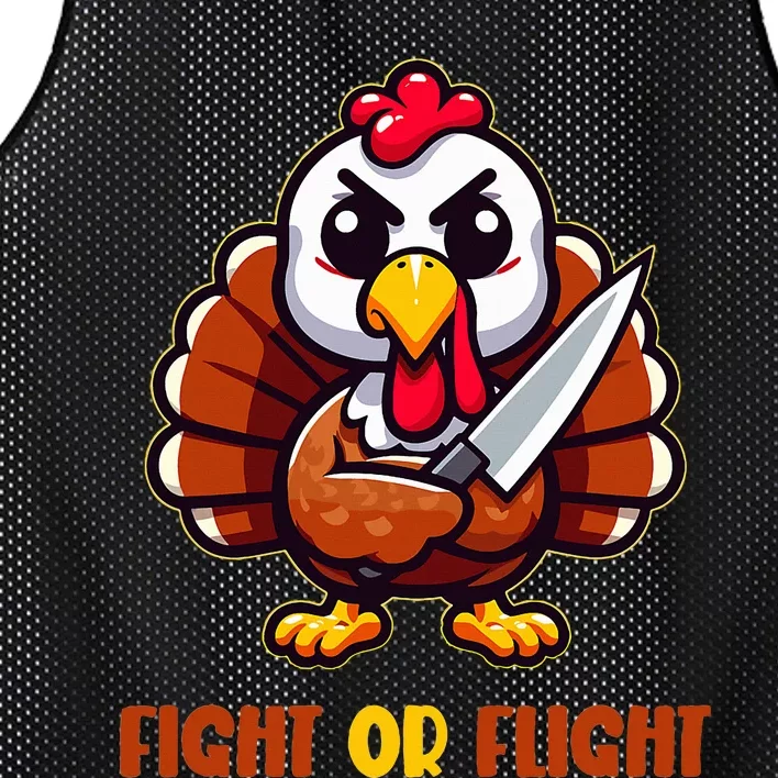 Funny Thanksgiving Turkey Fight or Flight Cool Turkey Day Mesh Reversible Basketball Jersey Tank