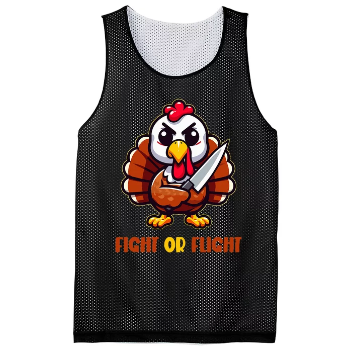 Funny Thanksgiving Turkey Fight or Flight Cool Turkey Day Mesh Reversible Basketball Jersey Tank