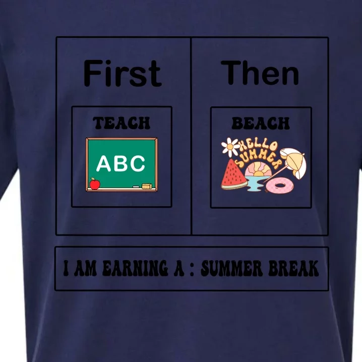 First Teach Then Beach Summer Vacation Sueded Cloud Jersey T-Shirt