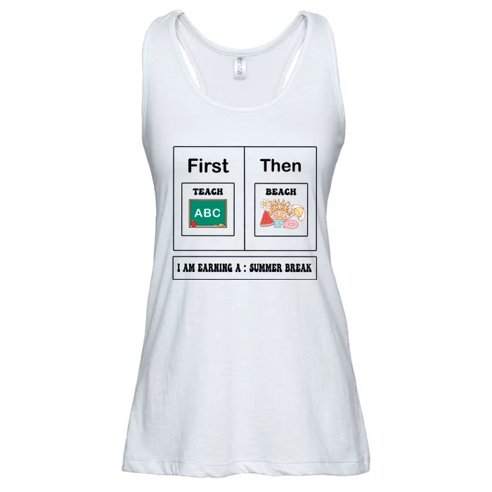 First Teach Then Beach Summer Vacation Ladies Essential Flowy Tank