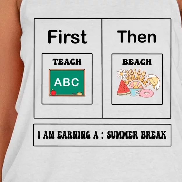 First Teach Then Beach Summer Vacation Women's Knotted Racerback Tank