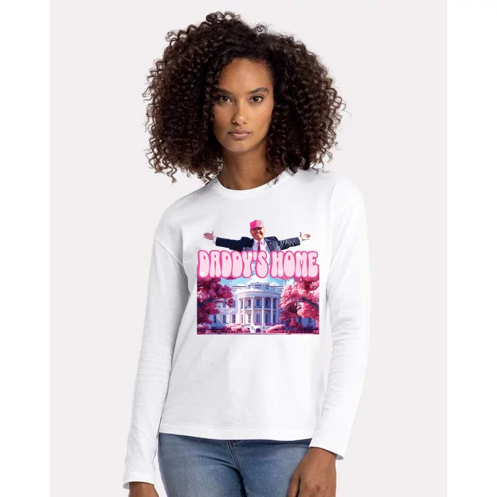 Funny Trump Take America Back Daddys Home Trump Pink 2024 Womens Cotton Relaxed Long Sleeve T-Shirt