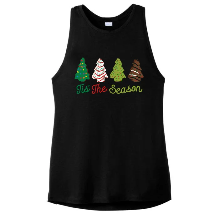 Funny Tis The Season Christmas Tree Cakes Debbie Xmas Gifts Ladies Tri-Blend Wicking Tank