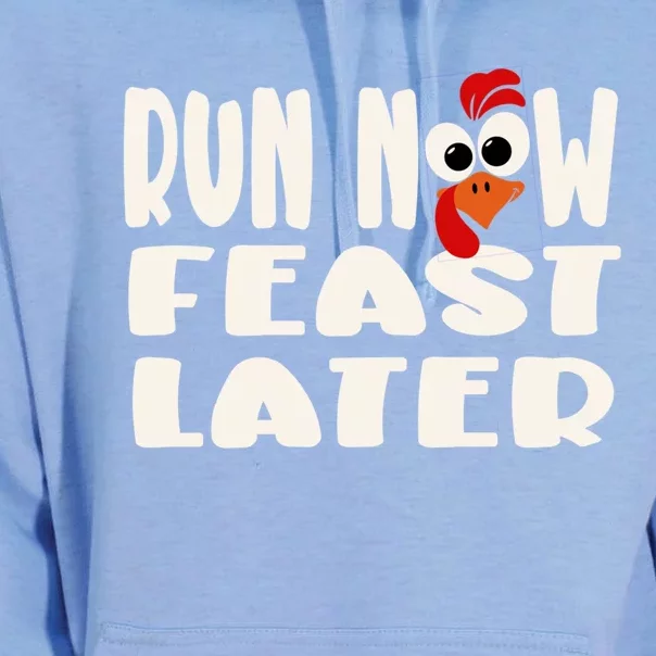 Fun Thanksgiving Turkey Trot Race Run Now Feast Later Funny Gift Unisex Surf Hoodie