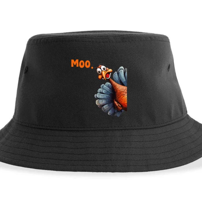 Funny Thanksgiving Turkey Moo IM A Cow Gift Sustainable Bucket Hat