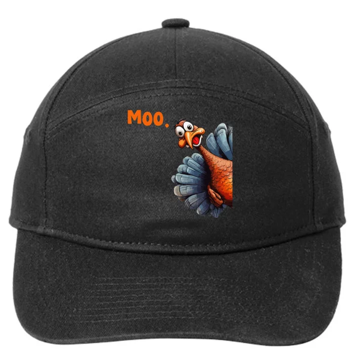 Funny Thanksgiving Turkey Moo IM A Cow Gift 7-Panel Snapback Hat