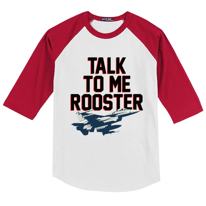 Funny Talk To Me Rooster Kids Colorblock Raglan Jersey