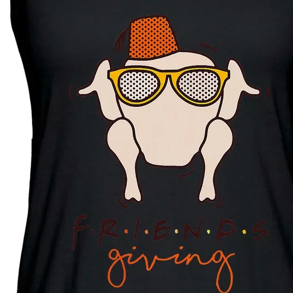 Funny Thanksgiving Turkey Head Friends Ladies Essential Flowy Tank