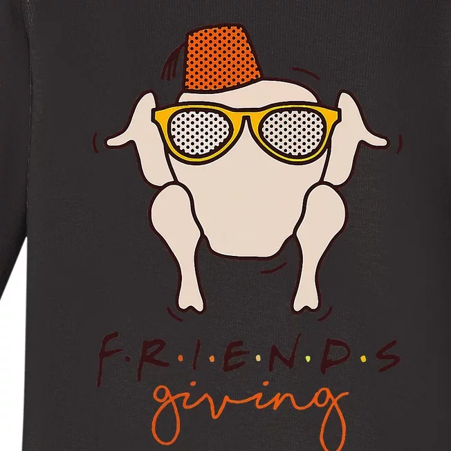 Funny Thanksgiving Turkey Head Friends Baby Long Sleeve Bodysuit