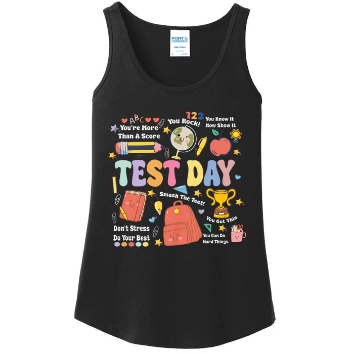 Funny Teacher Test Day Motivational Teacher Starr Testing Ladies Essential Tank