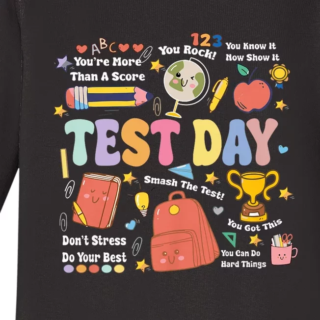 Funny Teacher Test Day Motivational Teacher Starr Testing Baby Long Sleeve Bodysuit