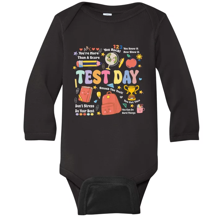 Funny Teacher Test Day Motivational Teacher Starr Testing Baby Long Sleeve Bodysuit