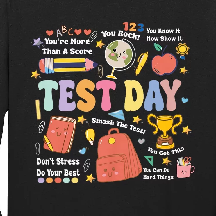 Funny Teacher Test Day Motivational Teacher Starr Testing Tall Long Sleeve T-Shirt