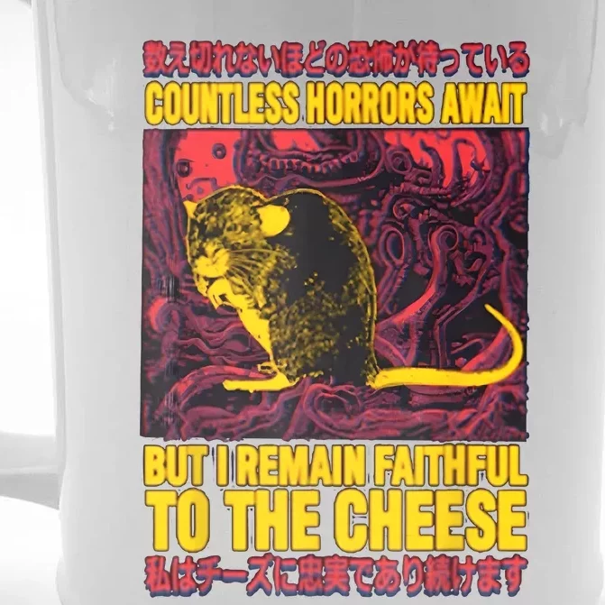 Faithful To The Cheese Japanese Horror Rat Front & Back Beer Stein