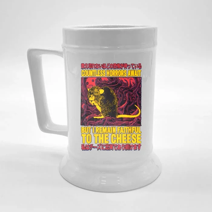 Faithful To The Cheese Japanese Horror Rat Front & Back Beer Stein