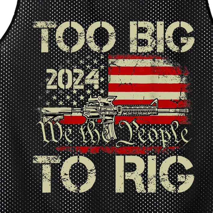 Funny Trump Too Big To Rig Mesh Reversible Basketball Jersey Tank