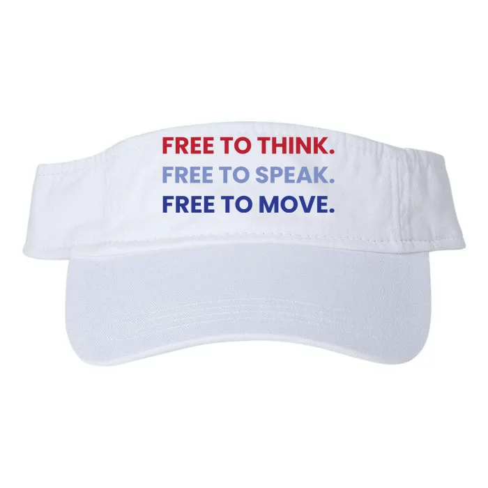 Free To Think Free To Speak Free To Move Valucap Bio-Washed Visor