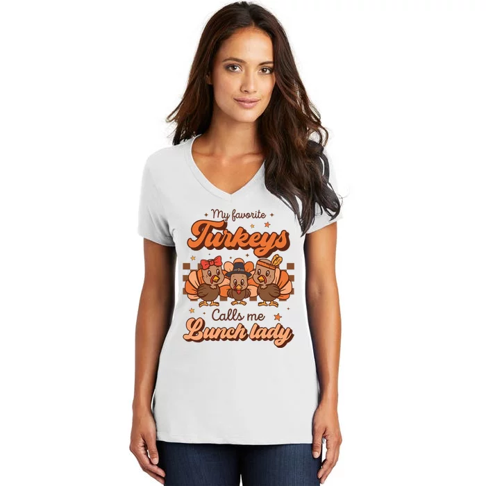 Funny Thanksgiving Turkey Apron Women's V-Neck T-Shirt