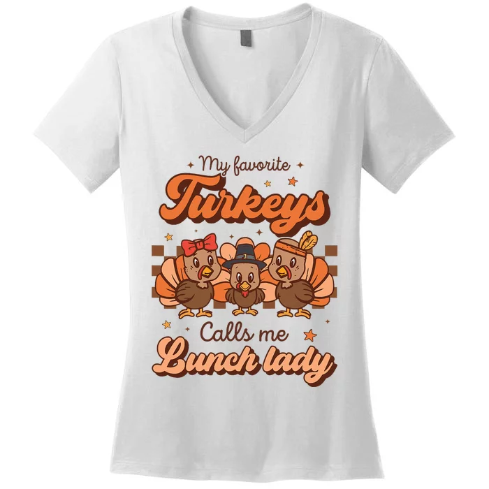 Funny Thanksgiving Turkey Apron Women's V-Neck T-Shirt