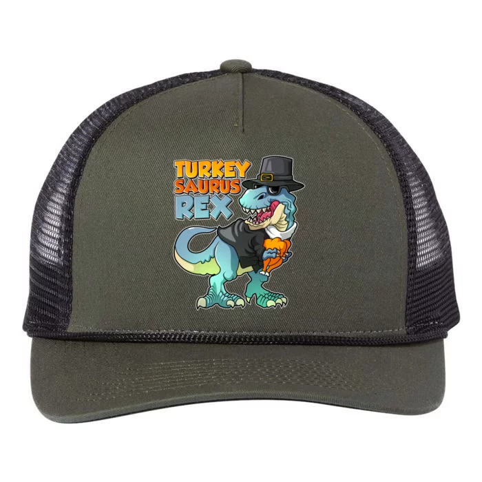 Funny Thanksgiving Turkey Saurus Rex Retro Rope Trucker Hat Cap