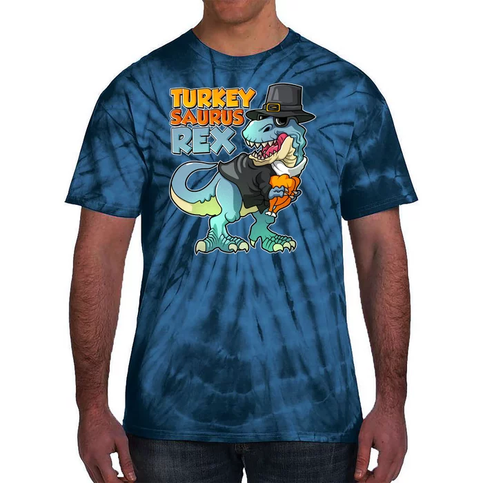 Funny Thanksgiving Turkey Saurus Rex Tie-Dye T-Shirt